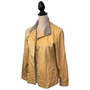 Aquascutum of London Neutral Cotton Check Jacket with Stand-up Collar